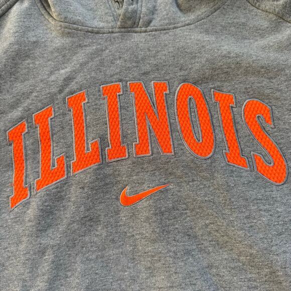 Vtg Y2K Nike Fighting Illini University of Illinois Embroidered Hoodie Sz Large - Picture 3 of 11